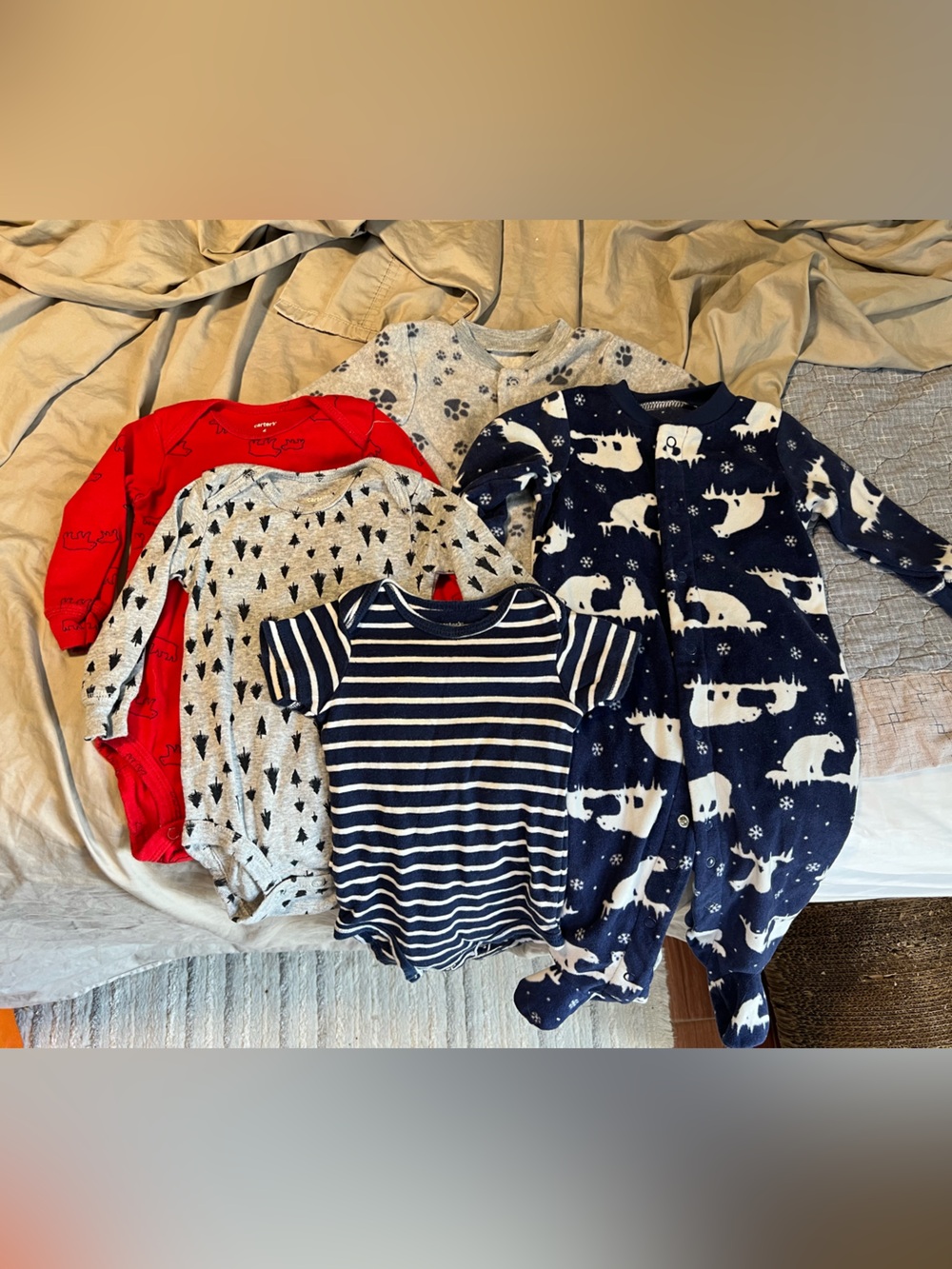 Kids Long-Sleeve Navy Polar Bear Print Pajamas and Assorted Tops